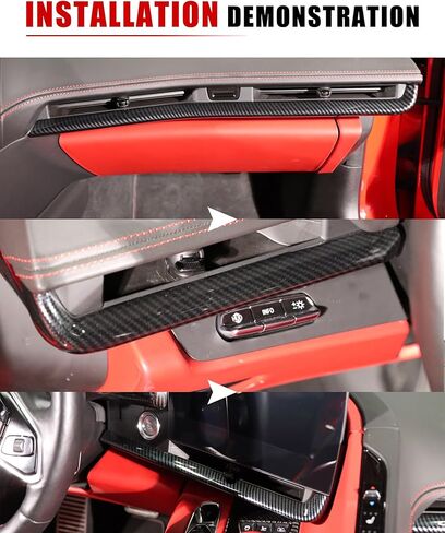 غطاء لوحة قيادة داخلي من ألياف الكربون الحقيقية مناسب لسيارة شيفروليه كورفيت C8 2020 2021 2022 2023 2024 2025 in Kuwait