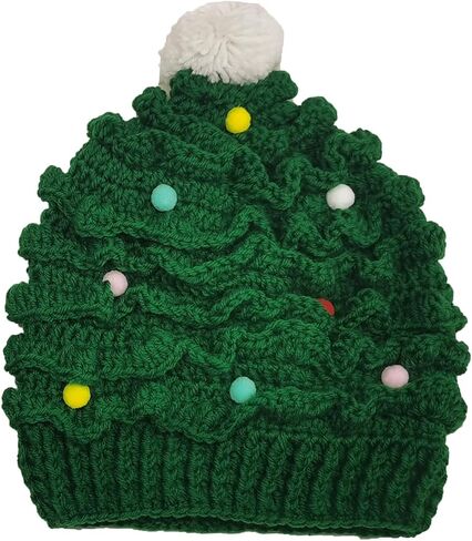 Christmas Tree Knit Hat Christmas Winter Knitted Crochet Beanie for Women Men Holiday Party Costume New Year Gift in Saudi Arabia