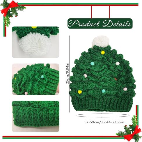 Christmas Tree Knit Hat Christmas Winter Knitted Crochet Beanie for Women Men Holiday Party Costume New Year Gift in Saudi Arabia