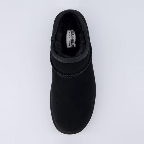 CUSHIONAIRE Hilo-3 Cozy Suede Womens Slippers, Soft Faux Fur Lined Slip On House Shoes for Women with Cushioned Memory Foam in Kuwait