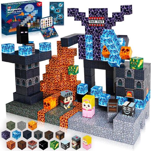 Magnetic Blocks - 100PCS Build Magnet Dark Mechanical Guardian Castle World - Magnetic Toys for Montessori Toddler Christmas Birthday Gifts - STEM Sensory Toys for 3 4 5 6 7 8 9 10 Year Old Boys in Saudi Arabia