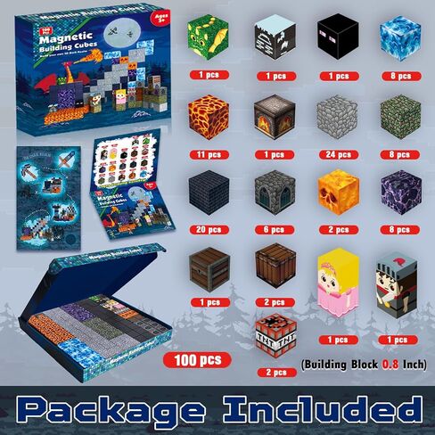 Magnetic Blocks - 100PCS Build Magnet Dark Mechanical Guardian Castle World - Magnetic Toys for Montessori Toddler Christmas Birthday Gifts - STEM Sensory Toys for 3 4 5 6 7 8 9 10 Year Old Boys in Saudi Arabia