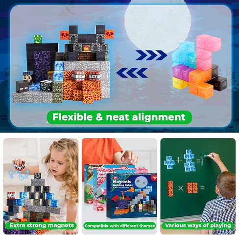 Magnetic Blocks - 100PCS Build Magnet Dark Mechanical Guardian Castle World - Magnetic Toys for Montessori Toddler Christmas Birthday Gifts - STEM Sensory Toys for 3 4 5 6 7 8 9 10 Year Old Boys in Saudi Arabia
