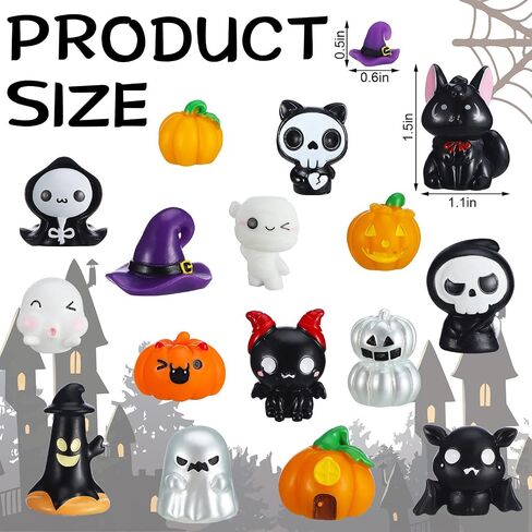 Chunful 30 Pcs Mini Resin Figures Halloween Miniatures Figures Pumpkin Ghost Skull Miniatures Bulk for Halloween Party Favors Bag Fillers Garden Dollhouse Decor in Saudi Arabia