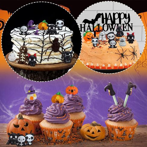 Chunful 30 Pcs Mini Resin Figures Halloween Miniatures Figures Pumpkin Ghost Skull Miniatures Bulk for Halloween Party Favors Bag Fillers Garden Dollhouse Decor in Saudi Arabia