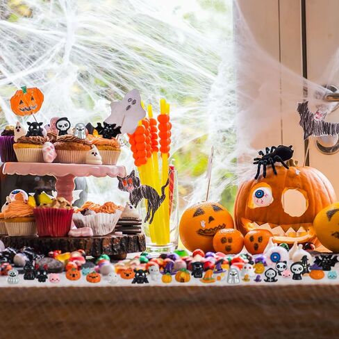 Chunful 30 Pcs Mini Resin Figures Halloween Miniatures Figures Pumpkin Ghost Skull Miniatures Bulk for Halloween Party Favors Bag Fillers Garden Dollhouse Decor in Saudi Arabia
