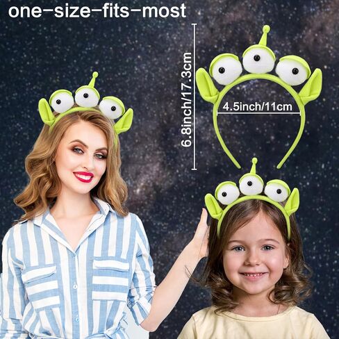 Alien Headband, Green, 2 Count - Elastic Three-eyed Alien Women Hairband for Adults and Children - Funny Party Cosplay Accessory for Halloween, Christmas, Birthday in Saudi Arabia