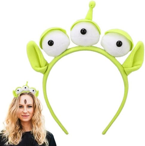 Alien Headband, Green, 2 Count - Elastic Three-eyed Alien Women Hairband for Adults and Children - Funny Party Cosplay Accessory for Halloween, Christmas, Birthday in Saudi Arabia