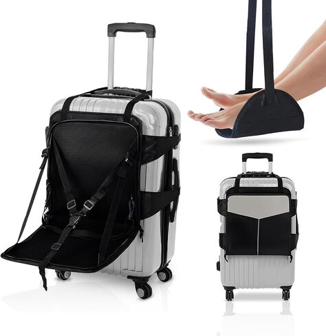 Kids Travel Seat, Kids Seat, Portable Folding Luggage with Seat Belt, Portable Travel Seat, Kids Suitcase Seat, Set Kids Luggage Seat with Seat Belt & Portable Travel Footrest, BLACK in Saudi Arabia