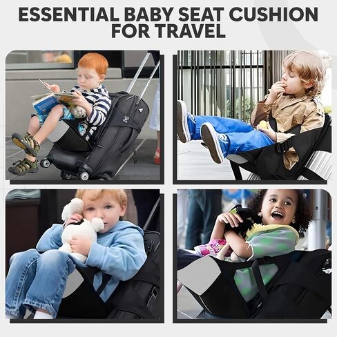 Kids Travel Seat, Kids Seat, Portable Folding Luggage with Seat Belt, Portable Travel Seat, Kids Suitcase Seat, Set Kids Luggage Seat with Seat Belt & Portable Travel Footrest, BLACK in Saudi Arabia