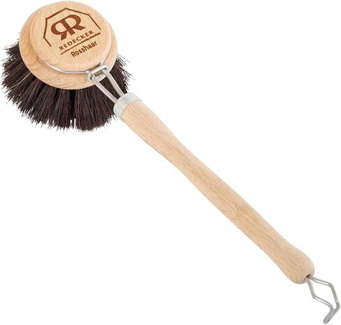 Redecker German-Made Horse Hair Bristle Dish Brush, Soft All-Purpose Scrubber for Kitchen & Household with Strong Horse Hair Bristles, 2 inch Replaceable Brush Head, Set of 2, 9-inches Long in Saudi Arabia