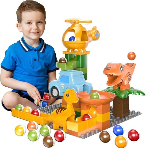 Marble Runs for Kids 4-8, Marble Runs Building Blocks with Dinosaur Toys, STEM Building Toys, Compatible with All Major Brands of Building Blocks for Kids Ages 3 4 5 6 7 8+ Boys Girls Gifts in Saudi Arabia
