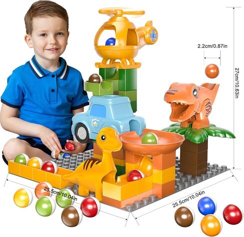 Marble Runs for Kids 4-8, Marble Runs Building Blocks with Dinosaur Toys, STEM Building Toys, Compatible with All Major Brands of Building Blocks for Kids Ages 3 4 5 6 7 8+ Boys Girls Gifts in Saudi Arabia