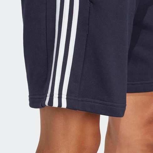 شورت رجالي من adidas مقاس Essentials French Terry 3-Stripes، مقاس متوسط ​​رمادي منقط، كبير/طويل in Saudi Arabia