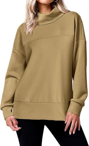 Bloggerlove كنزات نسائية كبيرة الحجم بياقة مدورة وأكمام طويلة بلوفر بغطاء للرأس سترة خريف عصرية موضة 2024 in Kuwait