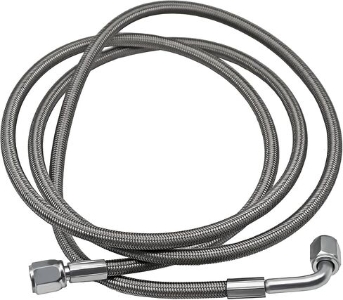 4AN Turbo Oil Feed Line 24" Length Steel braided 90 degree straight hose end pressure stainless steel material Remote turbocharger sensor Teflon Turbo feed wire 24 inch argent 551871 in Saudi Arabia