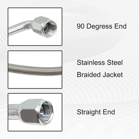 4AN Turbo Oil Feed Line 24" Length Steel braided 90 degree straight hose end pressure stainless steel material Remote turbocharger sensor Teflon Turbo feed wire 24 inch argent 551871 in Saudi Arabia
