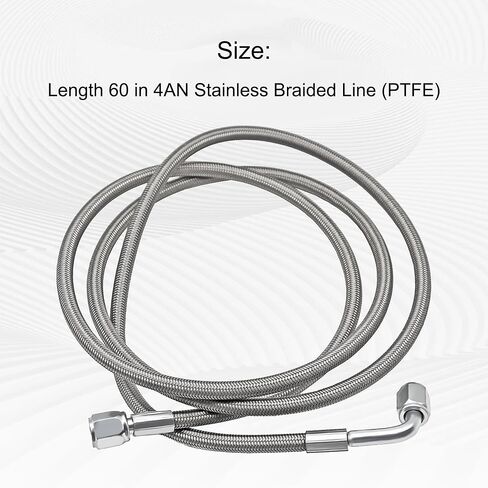 4AN Turbo Oil Feed Line 24" Length Steel braided 90 degree straight hose end pressure stainless steel material Remote turbocharger sensor Teflon Turbo feed wire 24 inch argent 551871 in Saudi Arabia