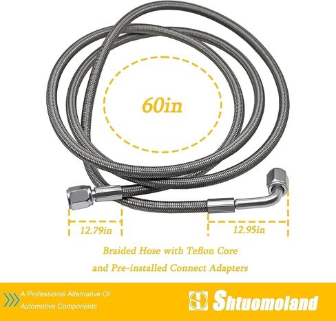 4AN Turbo Oil Feed Line 24" Length Steel braided 90 degree straight hose end pressure stainless steel material Remote turbocharger sensor Teflon Turbo feed wire 24 inch argent 551871 in Saudi Arabia