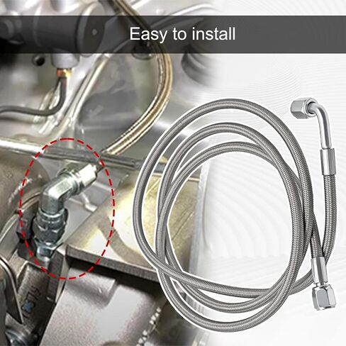 4AN Turbo Oil Feed Line 24" Length Steel braided 90 degree straight hose end pressure stainless steel material Remote turbocharger sensor Teflon Turbo feed wire 24 inch argent 551871 in Saudi Arabia