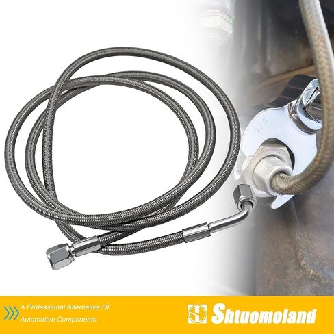 4AN Turbo Oil Feed Line 24" Length Steel braided 90 degree straight hose end pressure stainless steel material Remote turbocharger sensor Teflon Turbo feed wire 24 inch argent 551871 in Saudi Arabia