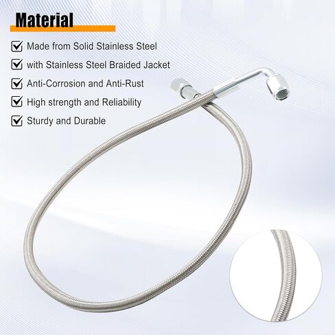4AN Turbo Oil Feed Line 24" Length Steel braided 90 degree straight hose end pressure stainless steel material Remote turbocharger sensor Teflon Turbo feed wire 24 inch argent 551871 in Saudi Arabia