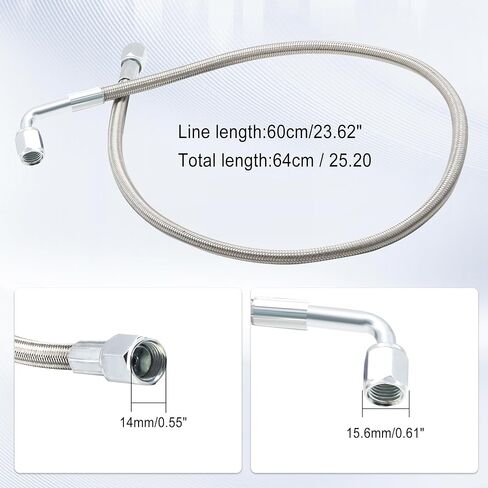 4AN Turbo Oil Feed Line 24" Length Steel braided 90 degree straight hose end pressure stainless steel material Remote turbocharger sensor Teflon Turbo feed wire 24 inch argent 551871 in Saudi Arabia