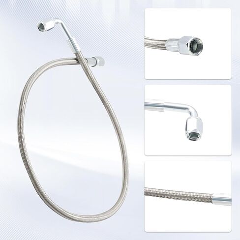 4AN Turbo Oil Feed Line 24" Length Steel braided 90 degree straight hose end pressure stainless steel material Remote turbocharger sensor Teflon Turbo feed wire 24 inch argent 551871 in Saudi Arabia