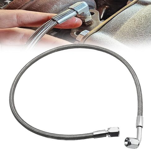 4AN Turbo Oil Feed Line 24" Length Steel braided 90 degree straight hose end pressure stainless steel material Remote turbocharger sensor Teflon Turbo feed wire 24 inch argent 551871 in Saudi Arabia