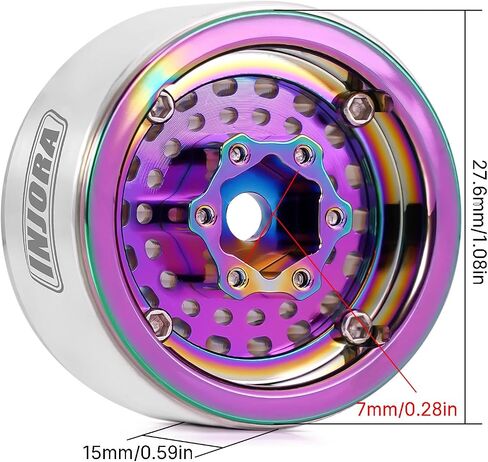 INJORA CNC Aluminium 1.0" Beadlock Wheel Rim for 1/18 1/24 RC Crawler (Full Color) in Saudi Arabia