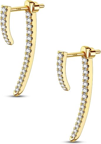 COCHARM 14K Solid Gold Stud Earrings 20g Gold Earrings Jacket Dangle Earrings Cubic Zirconia Lobe Earrings for Women in Saudi Arabia