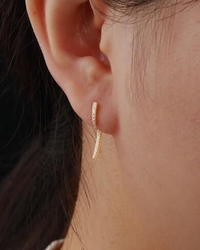 COCHARM 14K Solid Gold Stud Earrings 20g Gold Earrings Jacket Dangle Earrings Cubic Zirconia Lobe Earrings for Women in Saudi Arabia
