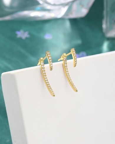 COCHARM 14K Solid Gold Stud Earrings 20g Gold Earrings Jacket Dangle Earrings Cubic Zirconia Lobe Earrings for Women in Saudi Arabia