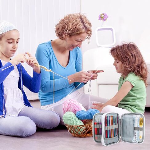 حقيبة خطاف كروشيه من Katech (حتى 7 بوصات)، منظم حقيبة تخزين كروشيه بسحاب مع جيب WEP، حامل خطافات كروشيه محمول لمستلزمات الحياكة وإكسسوارات الحياكة (علبة فارغة فقط) in Kuwait