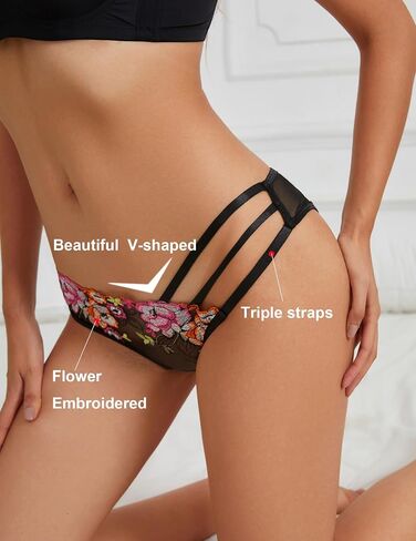 ملابس داخلية نسائية مثيرة على شكل فراشة مطرزة بالزهور، سراويل داخلية شبكية لامعة، حزام خصر، حزمة سراويل داخلية in Saudi Arabia