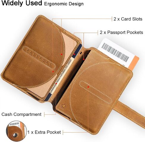 Passport Wallet - Leather Passport Book Cover - Passport Holder for Travel Family- Genuine Leather Travel Wallet Passport Holder for Man - Passport Sleeve with Slot for Airtag in Saudi Arabia