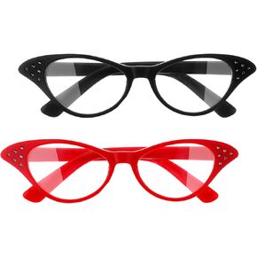 4Pcs Cat Eye Glasses with Rhinestones, Retro Party Costume Glasses for Halloween Cossplay Hip Hop Dress up Party Gifts