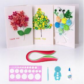 ACADOIT DIY Christmas Card Making Kit with Quilling Tool- Fun Quilling Craft Kit and Matching Envelopes Thank You Card Art Crafts for Beginners -for Boys Girls and Adults