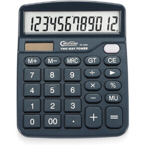 12 Digits Desk Calculator with Large Display LCD and Sensitive Big Buttons Dual Power Solar Calculator with Battery Standard Functions Basic Calculators for Offices Home Schools CF-1453