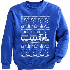 Robot Santa Ugly Christmas Sweater Kids Sweatshirt Train Long Sleeve T-Shirt