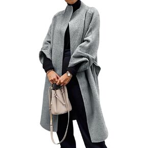 Cicy Bell Womens Long Pea Coats Oversized Wrap Wool Blend Trench Coats Winter Open Front Cardigan Overcoats