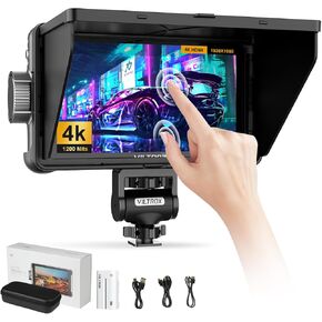 VILTROX DC550 Lite 5.5 Inch Full HD On-Camera Monitor Kit, 4K Touchscreen HDMI Camera Field Monitor with Sunshade Hood, Battery, Storage Bag for Sony Canon Nikon Camera, 3DLUT, histogram, False Colors