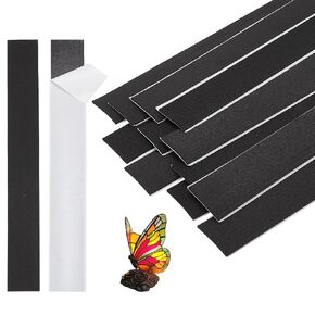 BENECREAT 24 Pieces Black Stained Glass Decal Leading Strips, 11.8x1.4inch EVA Single-Sided Adhesive Foam Tape for Glass Surfaces Gallery Window, 3mm/Strip
