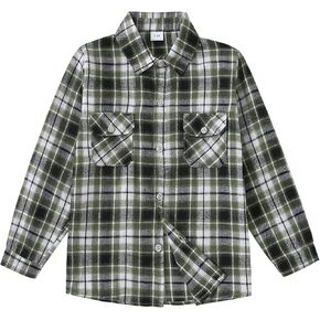 YALLET Boys Button Down Shirt Boys Flannel Shirt Boys Western Shirts Plaid Long Sleeve Casual Shirts for Boys 6-10T