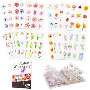 517 Pcs Vintage Scrapbook Paper,Scrapbook Supplies Stickers,Journaling Supplies Kit Include 37 Pcs Flowers Stickers Aesthetic Journal Paper for Planner,Bullet Journaling,Junk Journal Paper