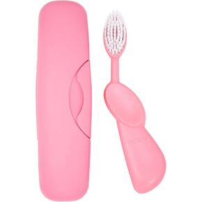 RADIUS Toothbrush Original Big Brush, BPA Free ADA Accepted - Right Hand - Pink Brush with Pink Case