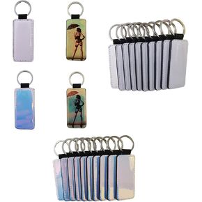 10 Pieces Sublimation Keychain (Blank leather + 7 Colors leather) Both Sides Can Be Sublimated DIY Craft