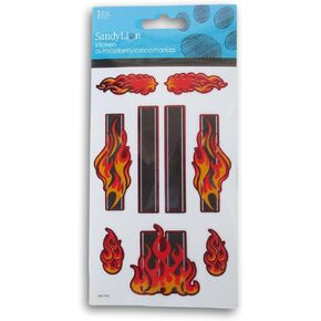 Red Flame Derby Car Decal Stickers - 1 Sheet - 9 Pieces