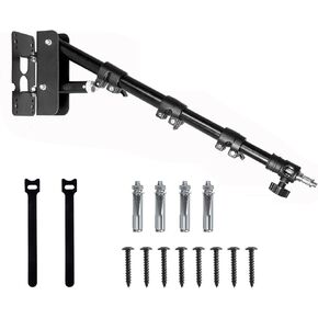 Wall Mount Triangle Boom Arm for Ring Light, Adjustable Wall Mounting Stand, Support 170° Flexible Rotation, Max Length 4.4ft/135cm for Photography Studio Strobe Flash Softbox Umbrella Reflector