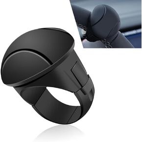 Pack-1 Car Steering Wheel Booster, Anti-slip Silicone One-hand Steering Auxiliary Driving Tool, Multifunctional 360 Degree Rotating Effort-saving Power Handle, Universal for Cars (Black)
